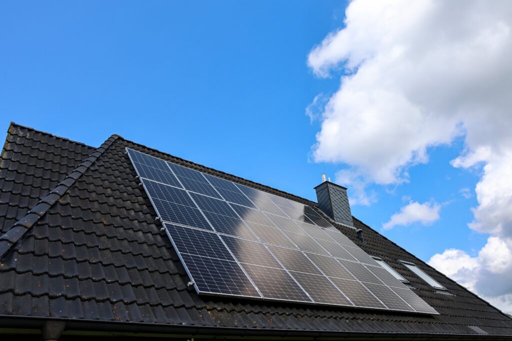 solar panels on a roof